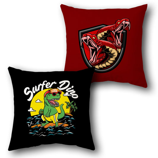Surfer Dino & Double Viper    Design Cushion Single (Front & Back)