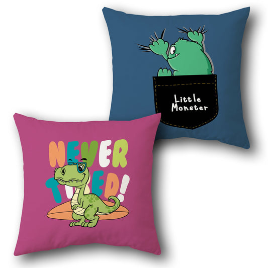 Little Monster & Nerdy Dino Kids    Design Cushion Single (Front & Back)