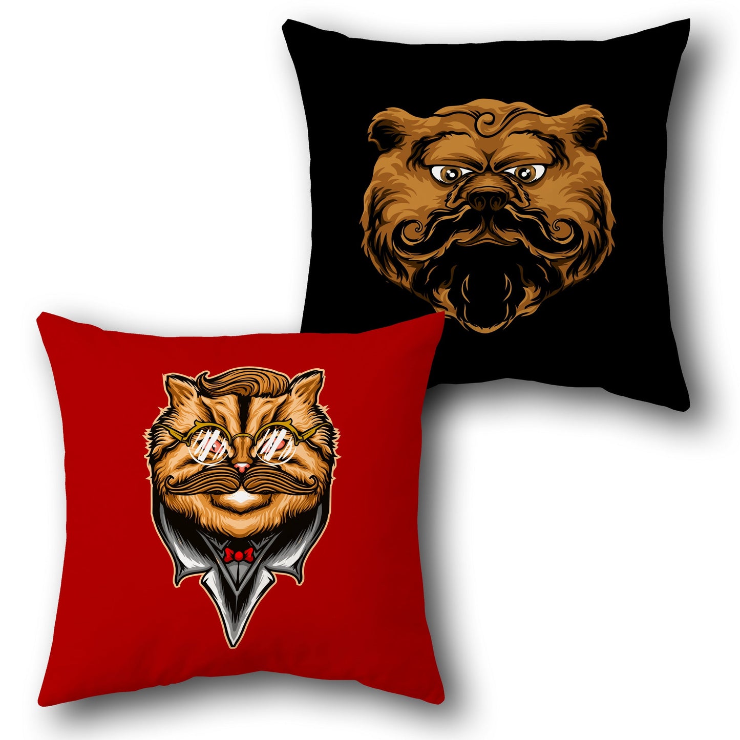 Gentlebeasts   – Dapper Cat & Regal Bear  Design Cushion Single (Front & Back)