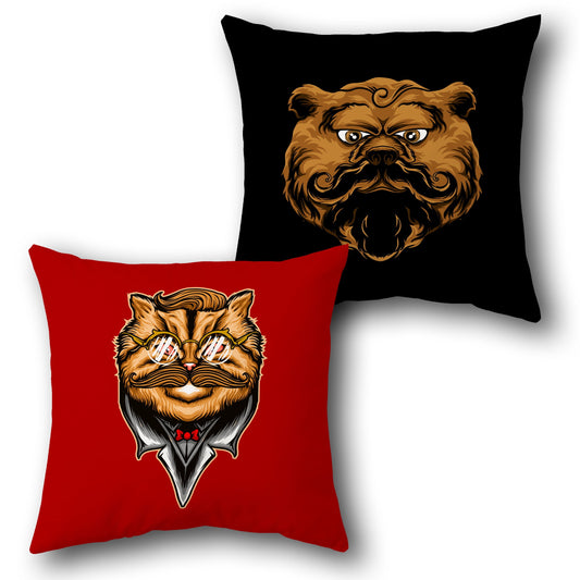 Gentlebeasts   – Dapper Cat & Regal Bear  Design Cushion Single (Front & Back)