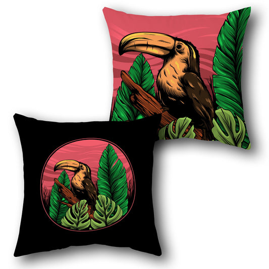 Tropical Toucan   – Jungle Vibes  Design Cushion Single (Front & Back)