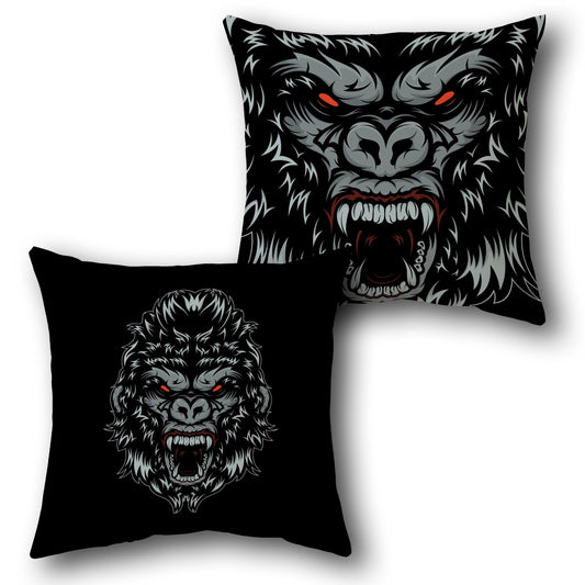 Savage Alpha   – Vicious Silverback Gorilla   Design Cushion Single (Front & Back)