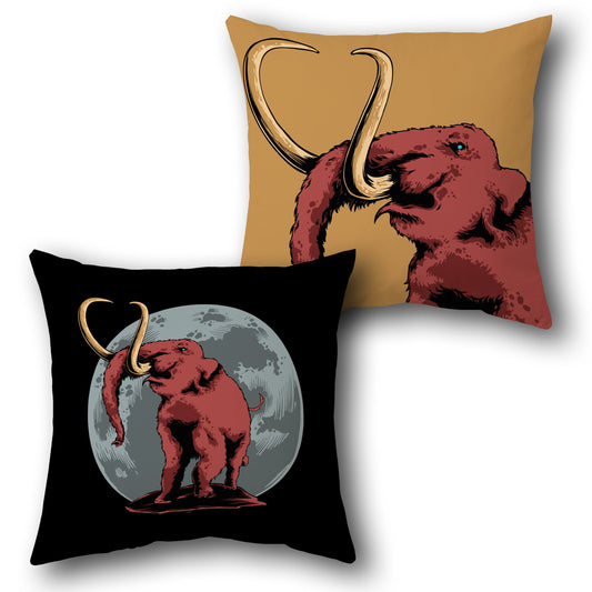 Prehistoric Majesty   – Woolly Mammoth Moonlight   Design Cushion Single (Front & Back)