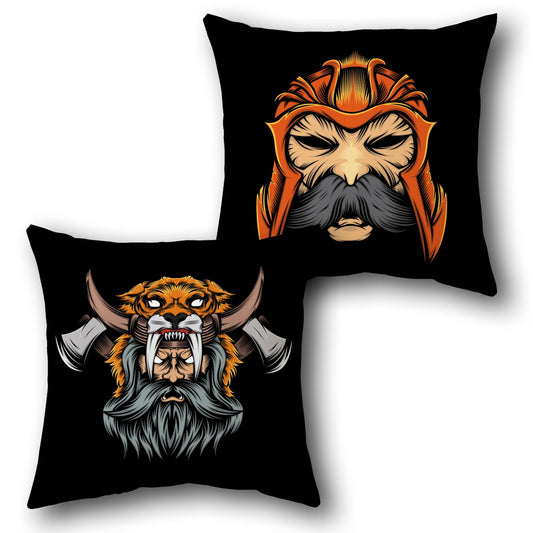 Warrior Spirit   – Tribal Chief & Beast Hunter Portraits  Design Cushion Single (Front & Back)