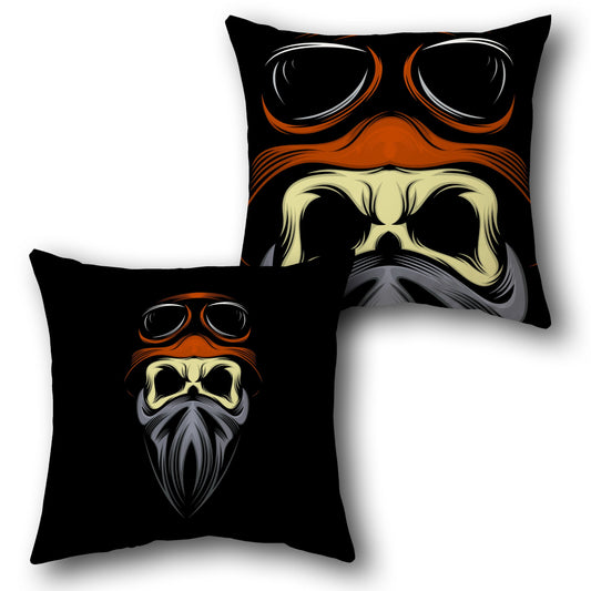 Rebel Rider Skull   – Gothic Aviator   Design Cushion Single (Front & Back)
