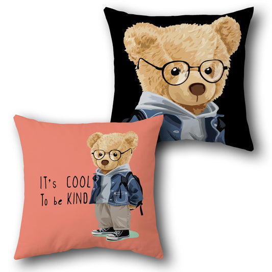 Cool Kindness Bear   – "It's Cool to Be Kind"  Design Cushion Single (Front & Back)