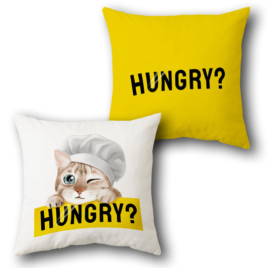 Hungry Cat Chef   – “HUNGRY?” Collection  Design Cushion Single (Front & Back)