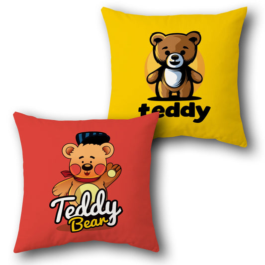 Charming Teddy Bear   – “Teddy Duo Delight”  Design Cushion Single (Front & Back)
