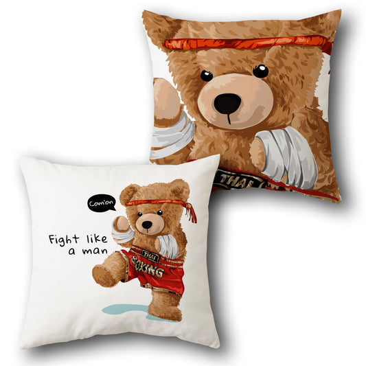 Muay Thai Teddy   – “Fight Like a Bear”  Design Cushion Single (Front & Back)