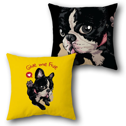 “Give Me Five” Boston Terrier    Design Cushion Single (Front & Back)
