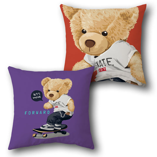 “Skate Forward” Teddy Bear    Design Cushion Single (Front & Back)