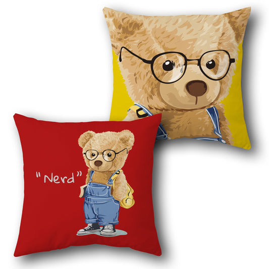 “Nerd Bear” Cute    Design Cushion Single (Front & Back)