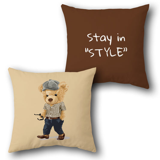 “Vintage Style Bear”    Design Cushion Single (Front & Back)