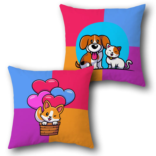 Color Block Cuddly Companions    Design Cushion Single (Front & Back)
