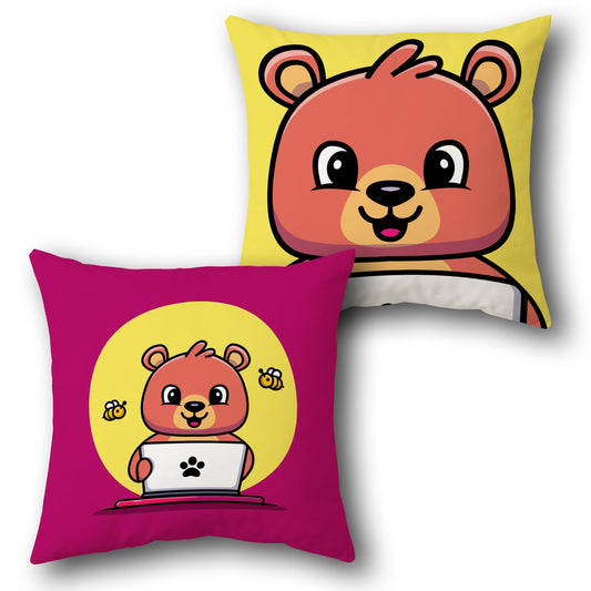 Busy Bear & Bright Bear    Design Cushion Single (Front & Back)