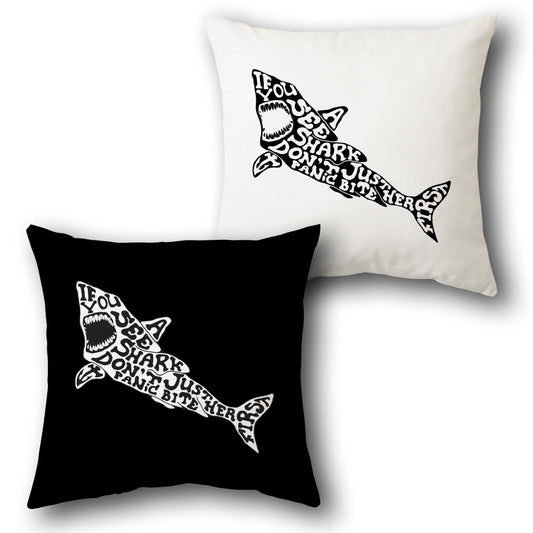 Shark Typography     Design Cushion Single (Front & Back)