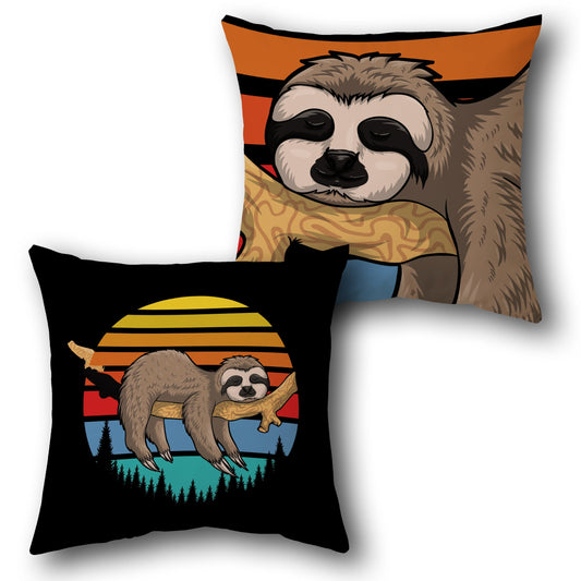 Retro Sloth     Design Cushion Single (Front & Back)