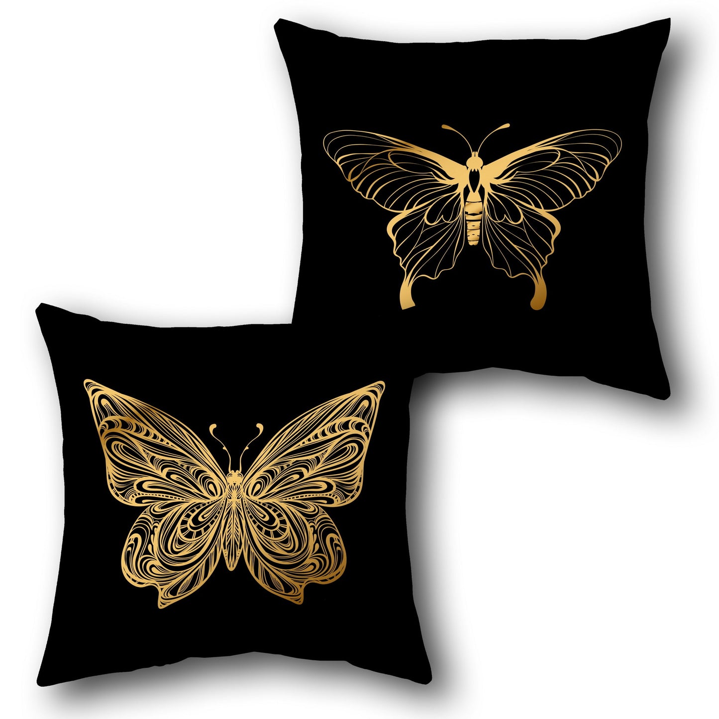 Golden Butterfly Elegant Throw    Design Cushion Single (Front & Back)