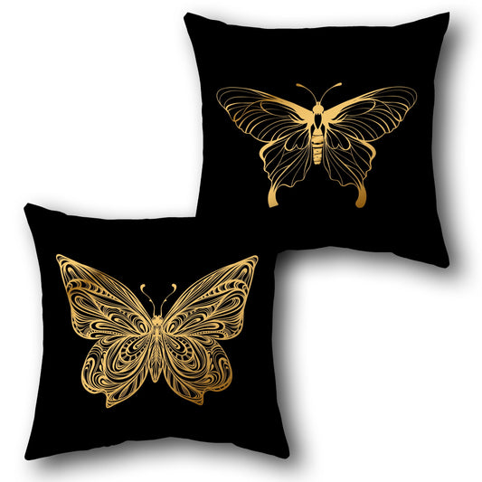 Golden Butterfly Elegant Throw    Design Cushion Single (Front & Back)