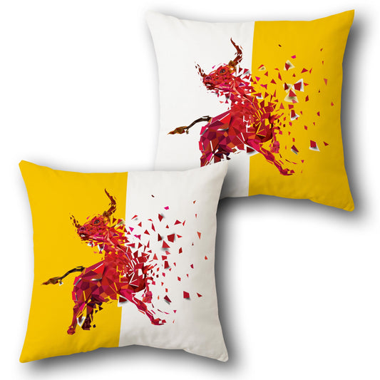 Geometric Bull Energy Throw    Design Cushion Single (Front & Back)