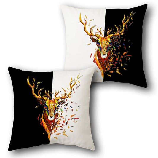 Geometric Deer Split Art  Cover   Design Cushion Single (Front & Back)