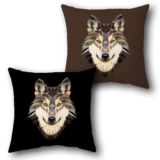 Geometric Wolf Head  Cover   Design Cushion Single (Front & Back)