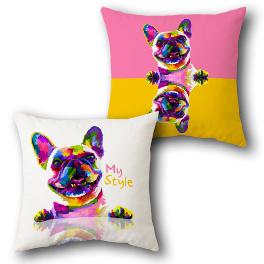 Color Pop French Bulldog  Cover   Design Cushion Single (Front & Back)