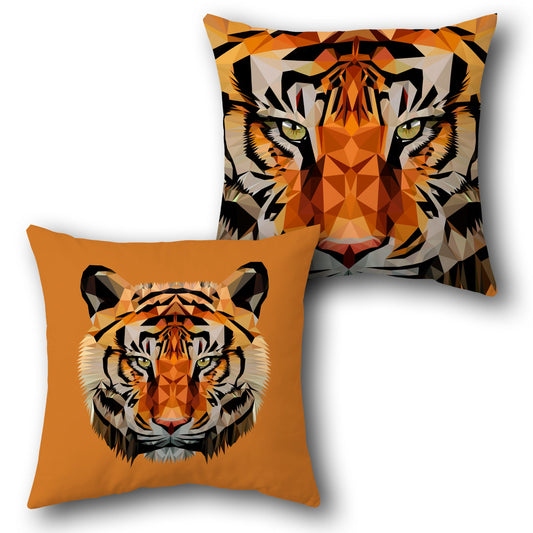 Geometric Tiger Face  Cover   Design Cushion Single (Front & Back)
