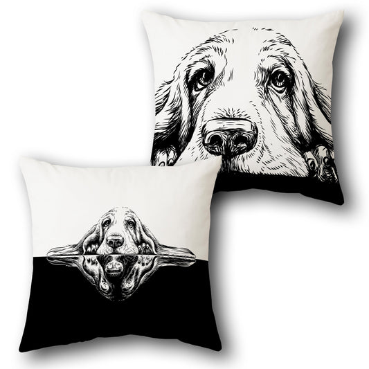 Monochrome Reflection Dog  Cover   Design Cushion Single (Front & Back)