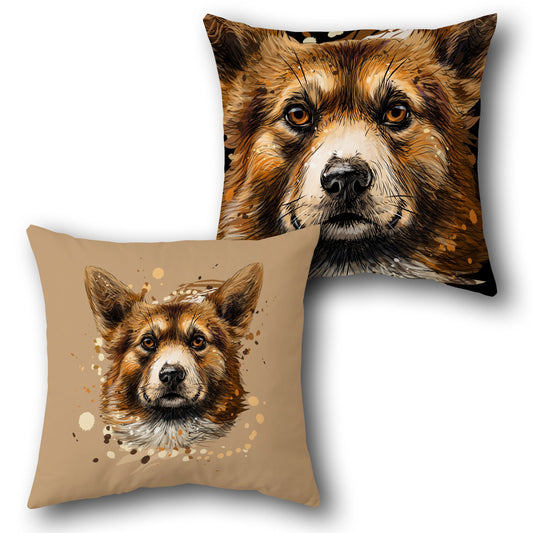 Majestic Dog Portrait    Design Cushion Single (Front & Back)