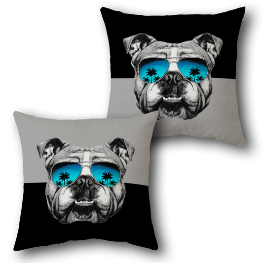 Cool Bulldog in Sunglasses    Design Cushion Single (Front & Back)