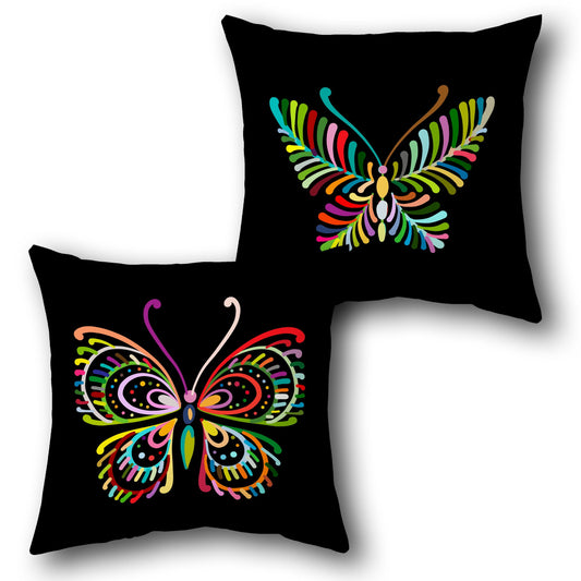 Neon Flutter Black     Design Cushion Single (Front & Back)