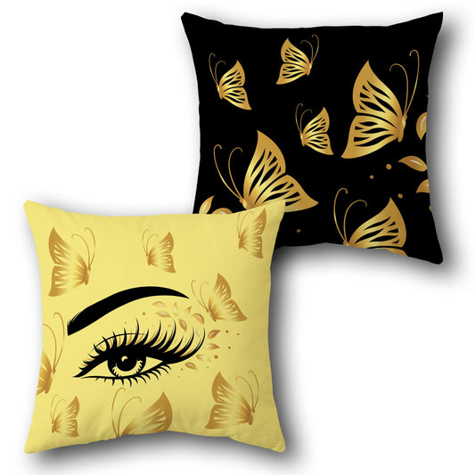 Golden Gaze Luxe Butterfly    Design Cushion Single (Front & Back)