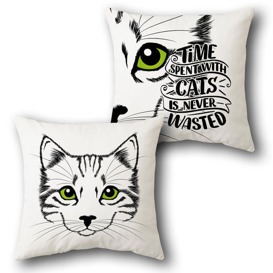 Whisker Wisdom Cat    Design Cushion Single (Front & Back)