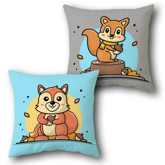 Adorable Squirrel    – Acorn Collectors  Design Cushion Single (Front & Back)