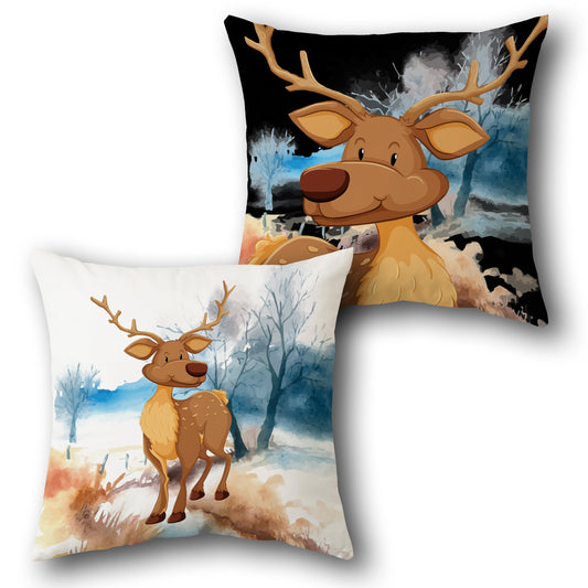 Whimsical Deer    – Winter Forest Charm  Design Cushion Single (Front & Back)