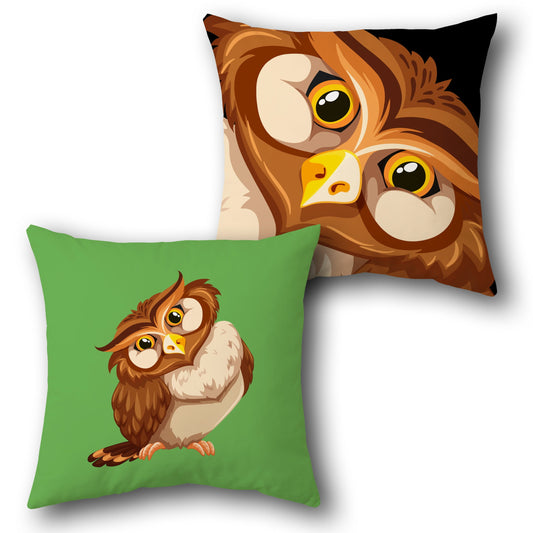 Charming Owl    – Curious Forest Friends  Design Cushion Single (Front & Back)