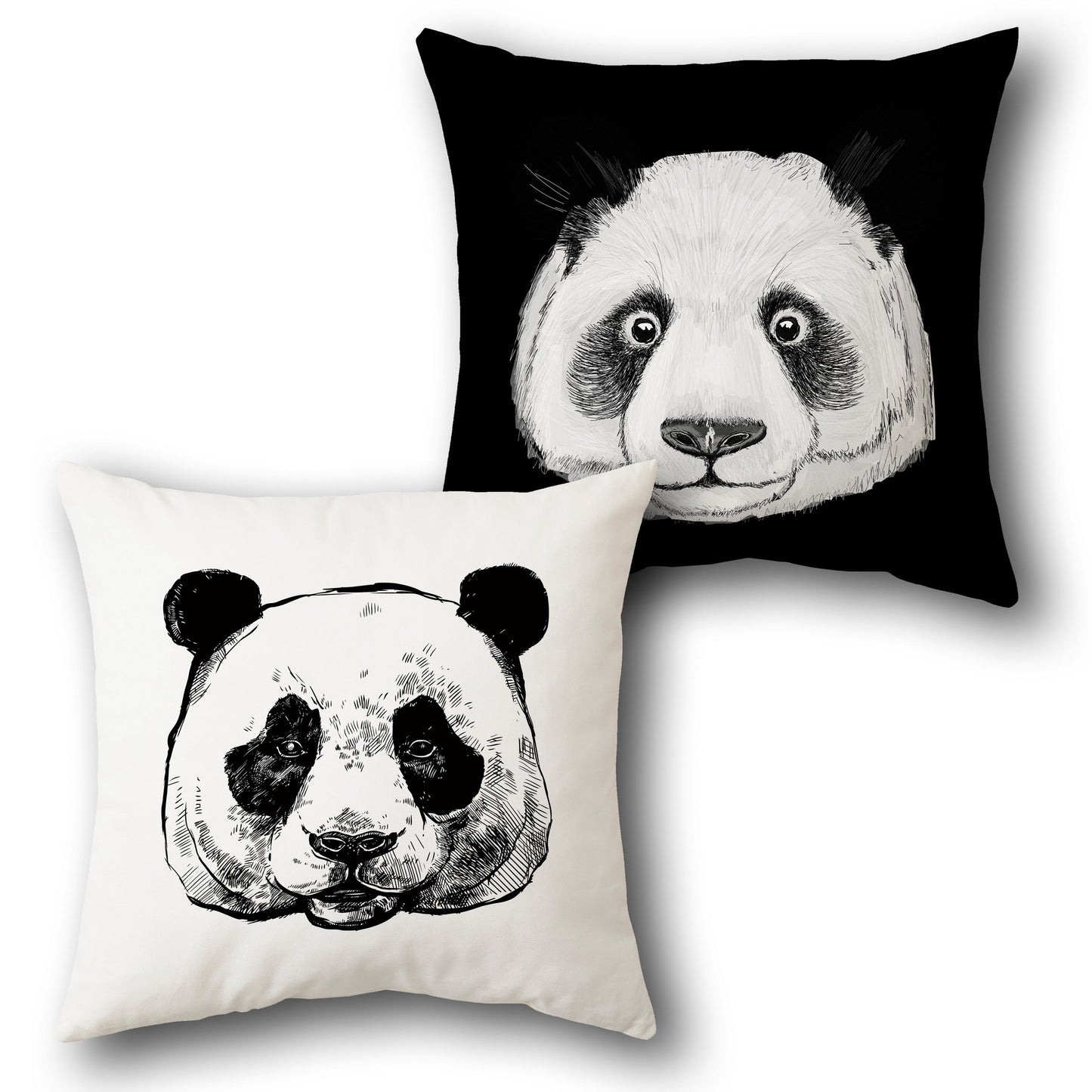 Monochrome Panda    – Artistic Wildlife Faces  Design Cushion Single (Front & Back)