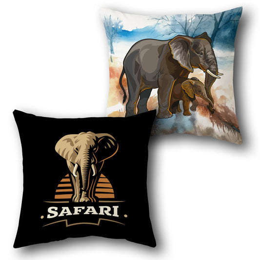Safari Elephant     Design Cushion Single (Front & Back)