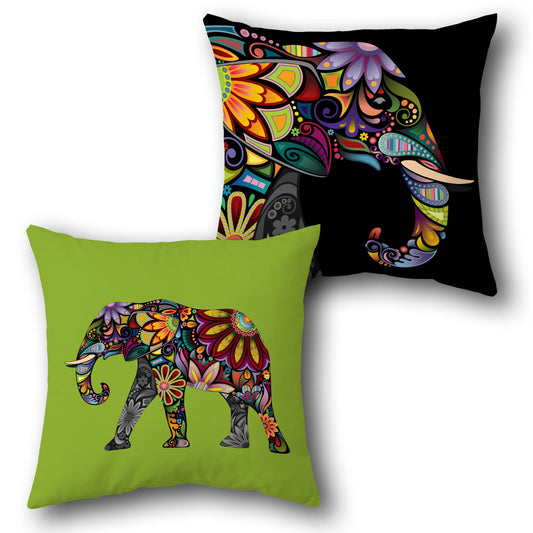 Boho Floral Elephant     Design Cushion Single (Front & Back)