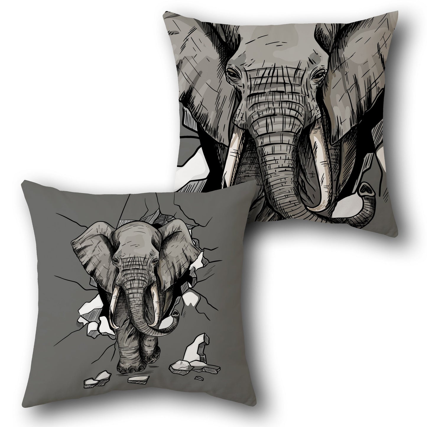 3D Breakthrough Elephant     Design Cushion Single (Front & Back)