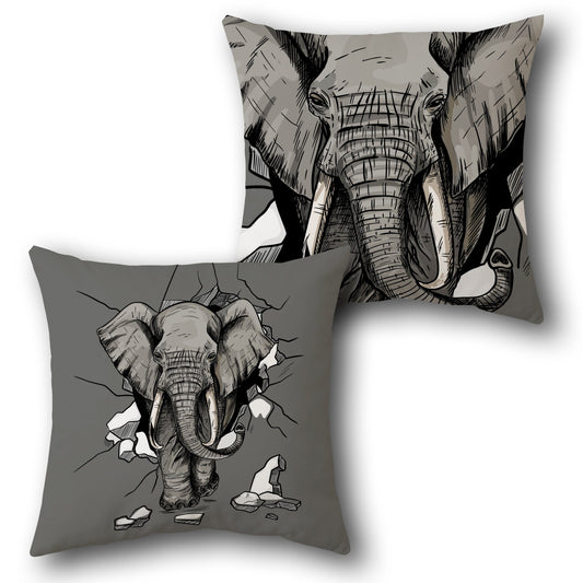 3D Breakthrough Elephant     Design Cushion Single (Front & Back)