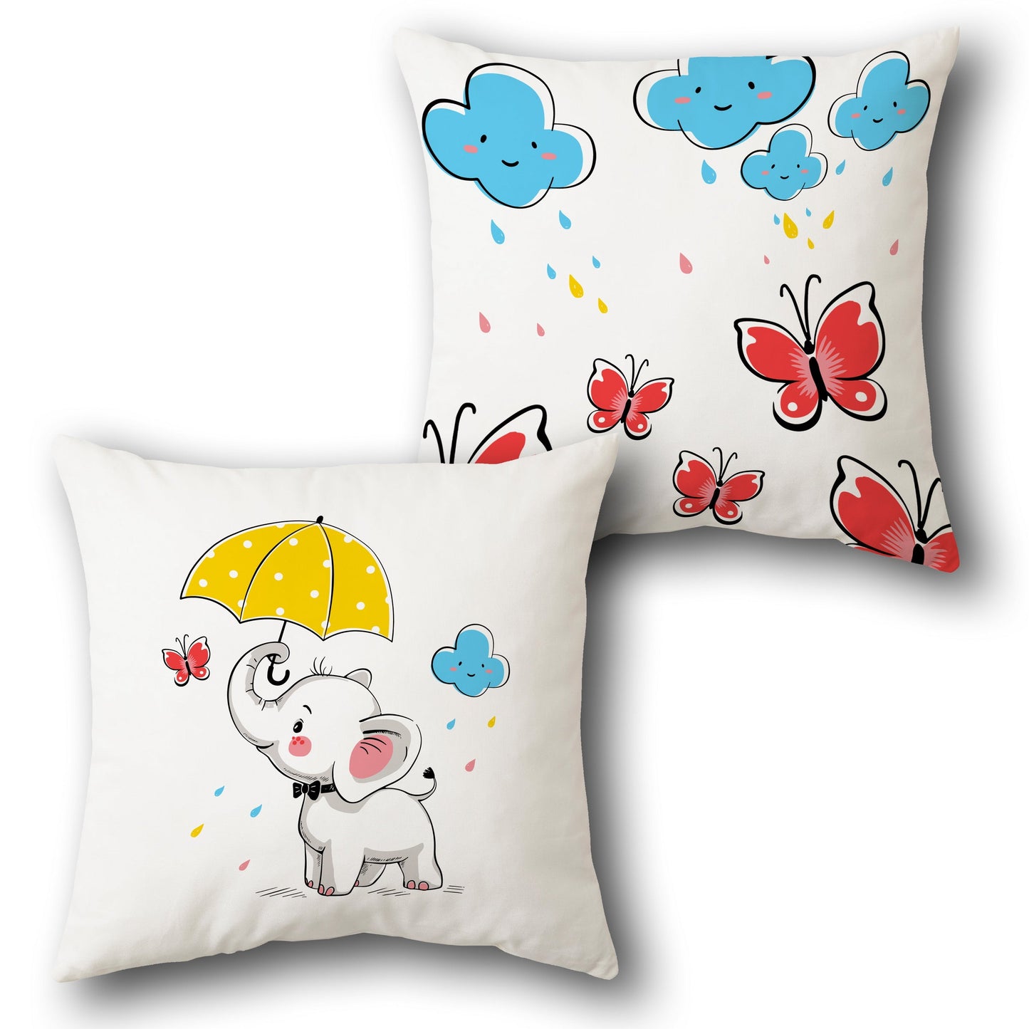 Rainy Day Cuteness Elephant    Design Cushion Single (Front & Back)