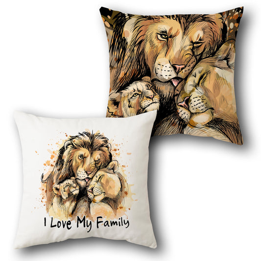 Lion Family Love    Design Cushion Single (Front & Back)