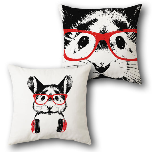 Hipster Hamster    Design Cushion Single (Front & Back)