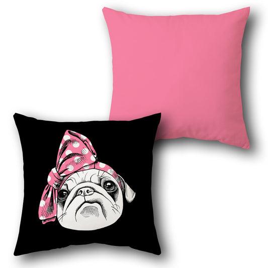 Polka Pug    Design Cushion Single (Front & Back)