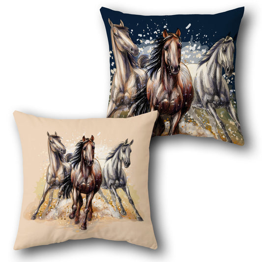 Galloping Horses    Design Cushion Single (Front & Back)