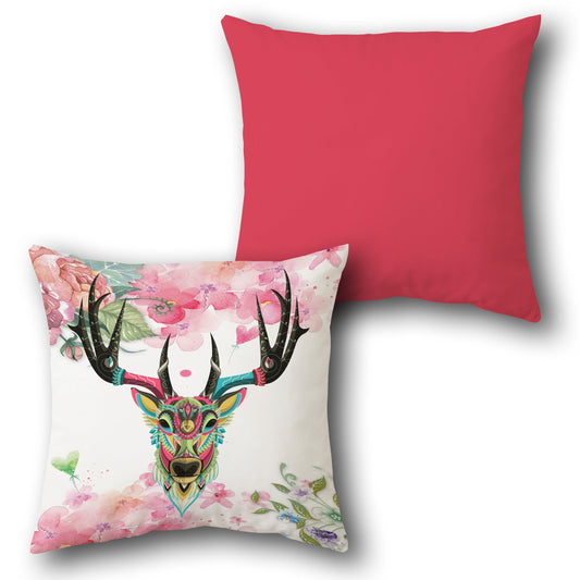 Floral Deer    Design Cushion Single (Front & Back)