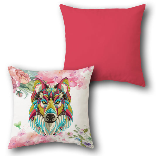 Vibrant Wolf    Design Cushion Single (Front & Back)
