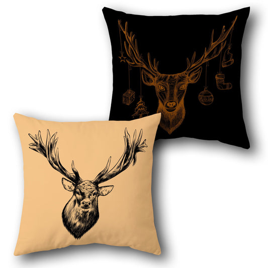 Festive Deer    Design Cushion Single (Front & Back)